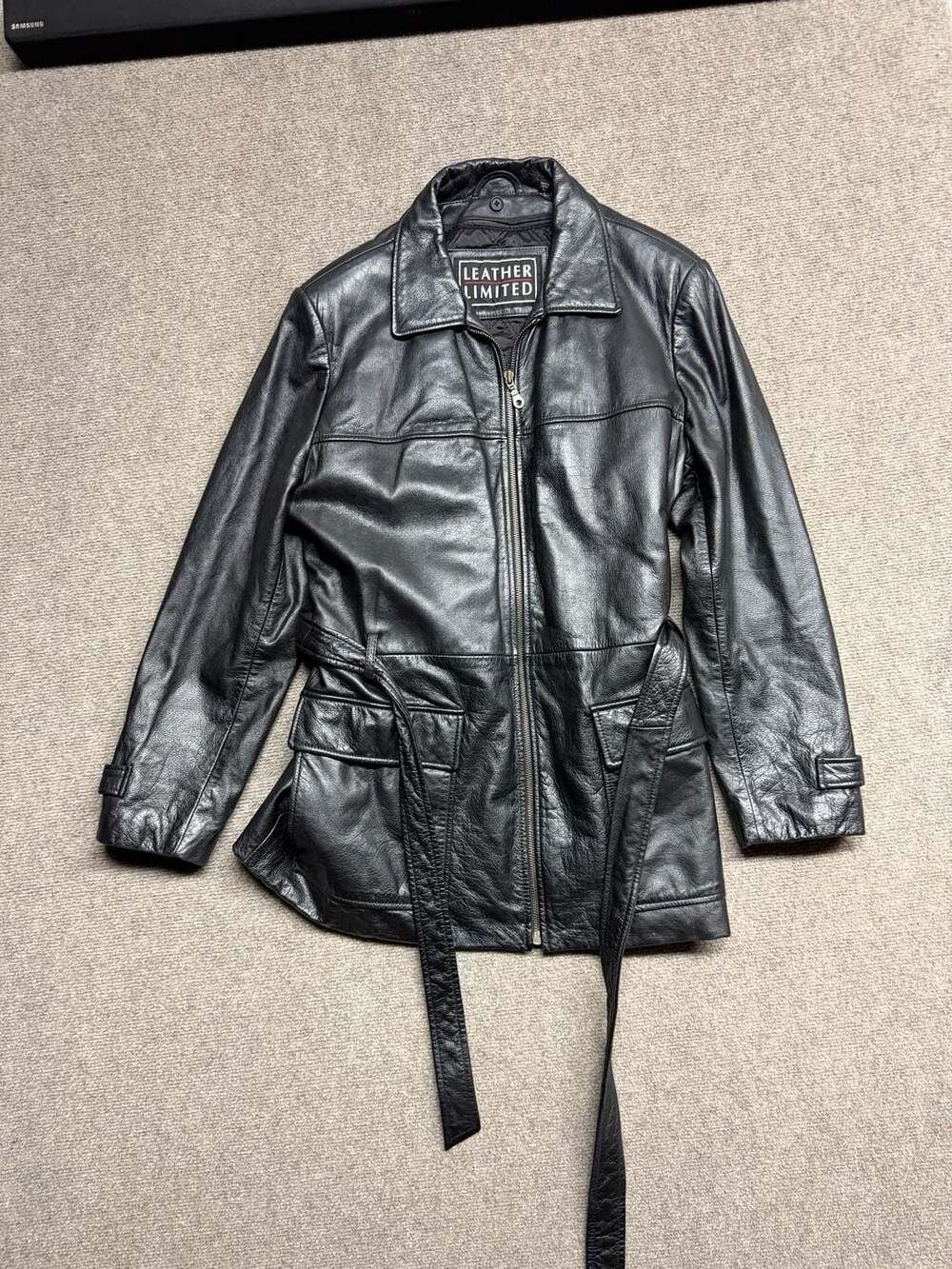 Leather Limited Black Leather Belted Jacket